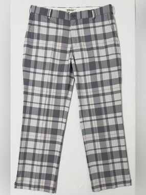 Nike Golf Pants Tour Performance Mens 35 X30 Gray White Red Plaid Dri-Fit